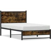 Berkfield Home Metal Bed Frame without Mattress Smoked Oak 100x190 cm in Brown