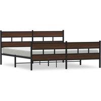 Berkfield Home Metal Bed Frame without Mattress Brown Oak 180x200 cm Super King