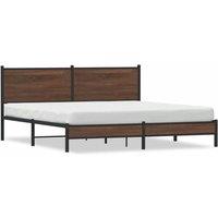 Berkfield Home Metal Bed Frame without Mattress Brown Oak 160x200 cm