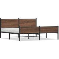 Berkfield Home Metal Bed Frame without Mattress Brown Oak 160x200 cm