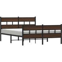 Berkfield Home Metal Bed Frame without Mattress Brown Oak 150x200 cm King Size