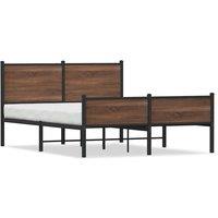 Berkfield Home Metal Bed Frame without Mattress Brown Oak 140x200 cm