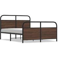 Berkfield Home Metal Bed Frame without Mattress Brown Oak 140x190 cm