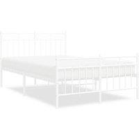 Berkfield Home Metal Bed Frame with Headboard & Footboard White 120x200 cm | Size: Small Double