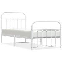 Berkfield Home Metal Bed Frame with Headboard & Footboard White 90x190 cm Single