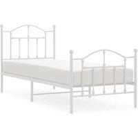 Berkfield Home Metal Bed Frame with Headboard & Footboard White 90x190 cm Single