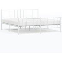 Berkfield Home Metal Bed Frame with Headboard & Footboard White 193x203 cm