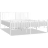 Berkfield Home Metal Bed Frame with Headboard & Footboard White 193x203 cm