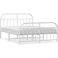 Berkfield Home Metal Bed Frame with Headboard & Footboard White 183x213 cm