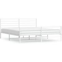 Berkfield Home Metal Bed Frame with Headboard & Footboard White 183x213 cm
