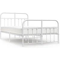 Berkfield Home Metal Bed Frame with Headboard & Footboard White 120x200 cm | Size: Small Double