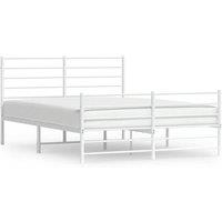 Berkfield Home Metal Bed Frame with Headboard & Footboard White 120x200 cm | Size: Small Double