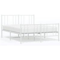 Berkfield Home Metal Bed Frame with Headboard & Footboard White 120x200 cm | Size: Small Double