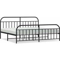 Berkfield Home Metal Bed Frame with Headboard & Footboard Black 193x203 cm