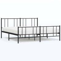 Berkfield Home Metal Bed Frame with Headboard & Footboard Black 193x203 cm