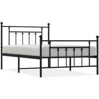Berkfield Home Metal Bed Frame with Headboard & Footboard Black 107x203 cm