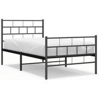 Berkfield Home Metal Bed Frame with Headboard & Footboard Black 107x203 cm