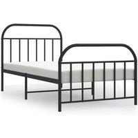 Berkfield Home Metal Bed Frame with Headboard & Footboard Black 107x203 cm