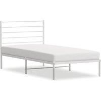 Berkfield Home Metal Bed Frame with Headboard White 75x190 cm Small Single