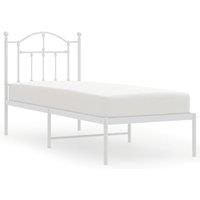 Berkfield Home Metal Bed Frame with Headboard White 75x190 cm Small Single