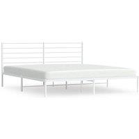 Berkfield Home Metal Bed Frame with Headboard White 193x203 cm