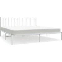Berkfield Home Metal Bed Frame with Headboard White 193x203 cm