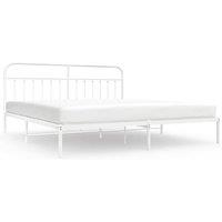 Berkfield Home Metal Bed Frame with Headboard White 193x203 cm