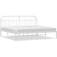 Berkfield Home Metal Bed Frame with Headboard White 193x203 cm