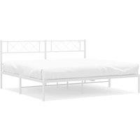 Berkfield Home Metal Bed Frame with Headboard White 183x213 cm