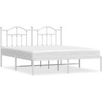 Berkfield Home Metal Bed Frame with Headboard White 183x213 cm