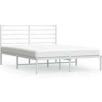 Berkfield Home Metal Bed Frame with Headboard White 140x190 cm