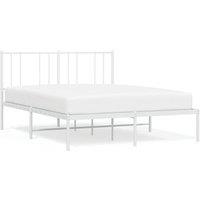 Berkfield Home Metal Bed Frame with Headboard White 135x190 cm Double