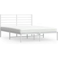 Berkfield Home Metal Bed Frame with Headboard White 135x190 cm Double