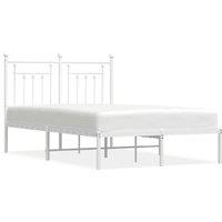 Berkfield Home Metal Bed Frame with Headboard White 120x200 cm | Size: Small Double