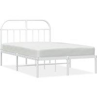 Berkfield Home Metal Bed Frame with Headboard White 120x190 cm Small Double