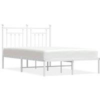 Berkfield Home Metal Bed Frame with Headboard White 120x190 cm Small Double