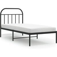 Berkfield Home Metal Bed Frame with Headboard Black 90x190 cm Single