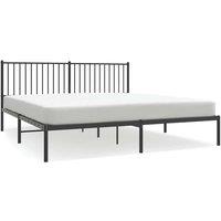 Berkfield Home Metal Bed Frame with Headboard Black 180x200 cm Super King
