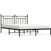 Berkfield Home Metal Bed Frame with Headboard Black 160x200 cm