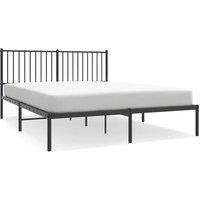 Berkfield Home Metal Bed Frame with Headboard Black 150x200 cm King Size