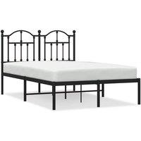 Berkfield Home Metal Bed Frame with Headboard Black 120x200 cm | Size: Small Double