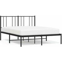Berkfield Home Metal Bed Frame with Headboard Black 120x200 cm | Size: Small Double