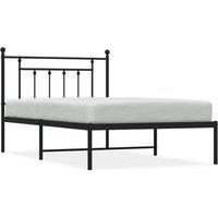 Berkfield Home Metal Bed Frame with Headboard Black 107x203 cm
