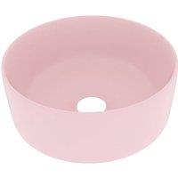 Berkfield Home Luxury Wash Basin Round Matt Pink 40x15 cm Ceramic