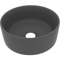 Berkfield Home Luxury Wash Basin Round Matt Dark Grey 40x15 cm Ceramic