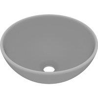 Berkfield Home Luxury Bathroom Basin Round Matt Light Grey 32.5x14 cm Ceramic
