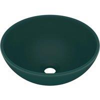 Berkfield Home Luxury Bathroom Basin Round Matt Dark Green 32.5x14 cm Ceramic