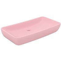 Berkfield Home Luxury Basin Rectangular Matt Pink 71x38 cm Ceramic