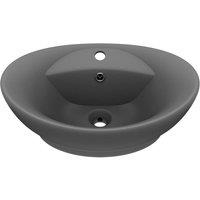 Berkfield Home Luxury Basin Overflow Oval Matt Dark Grey 58.5x39 cm Ceramic