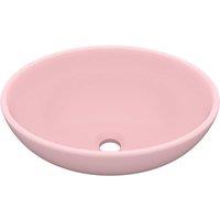 Berkfield Home Luxury Basin Oval-shaped Matt Pink 40x33 cm Ceramic